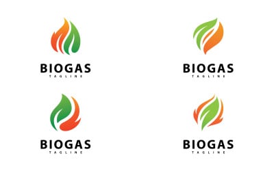 Biogas energy logo with Fire and leaf element V13