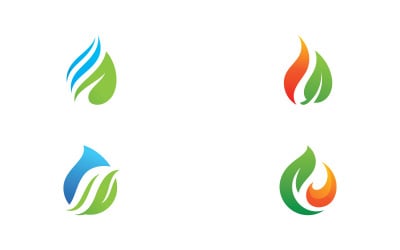 Biogas energy logo with Fire and leaf element V15