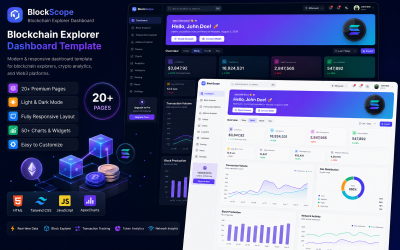 BlockScope – Blockchain Explorer Dashboard HTML5 Tailwind CSS-mall
