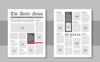 Classic newspaper journal design template with editable text columns and headlines