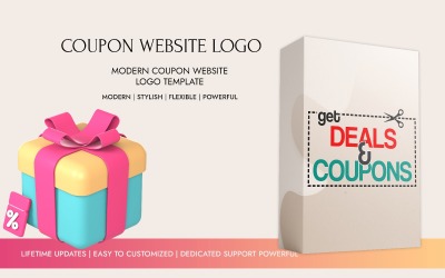 Consigue ofertas y cupones: plantilla de logotipo para sitio web de cupones