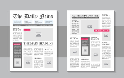Daily newspaper journal design template with editable headlines and text articles layout