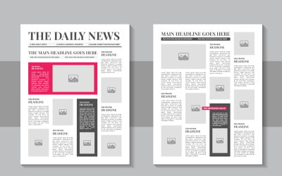 Daily newspaper layout template with editable headlines quotes and text page design