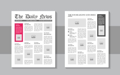 Editable newspaper journal design template with classic magazine layout and quotes