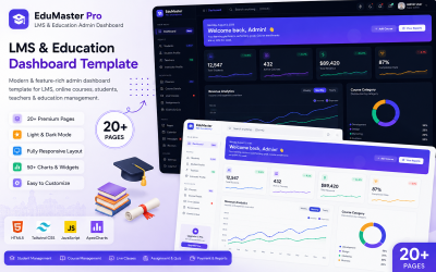 EduMaster Pro - Панель управления LMS и образовательной средой на основе HTML5 и CSS-шаблона Tailwind
