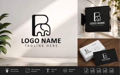 Modello di logo con la lettera B e l&amp;#39;elefante.