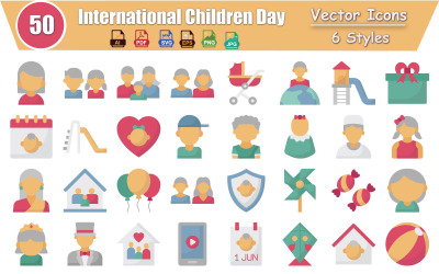 International Children's Day Vector Icons Pack