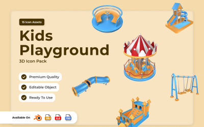 Kids Outdoor Playground 3D Icons