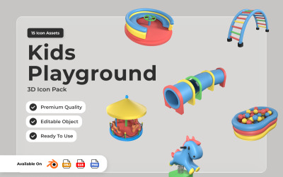 Kids Playground 3D Icon Set