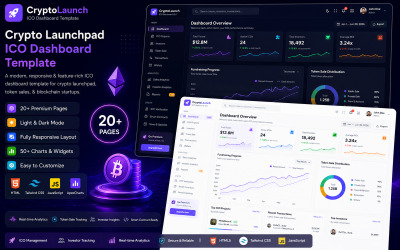 Krypto Launchpad och ICO Dashboard HTML5 Tailwind CSS-mall