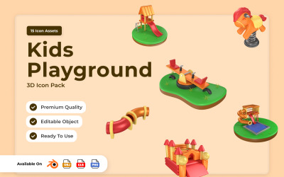Playground Equipment 3D Icons
