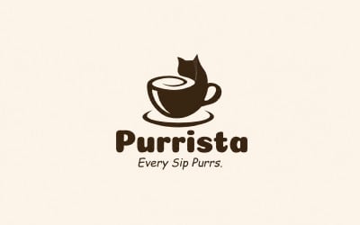Purrista – Cat Coffee Cup Logo Template | Modern Cafe &amp;amp; Pet