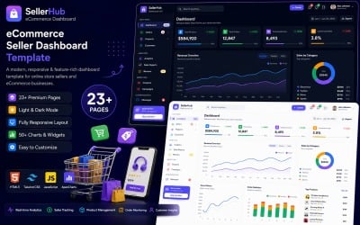 SellerHub – Tableau de bord vendeur e-commerce HTML5 Tailwind CSS