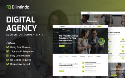 Dijimindz — zestaw Elementora dla kreatywnej agencji cyfrowej