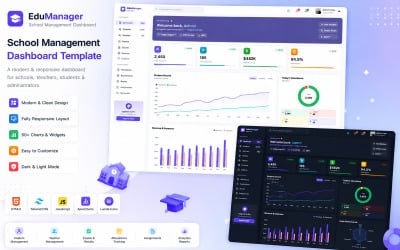 EduManager - Šablona dashboardu pro správu školy v HTML5, Tailwind CSS