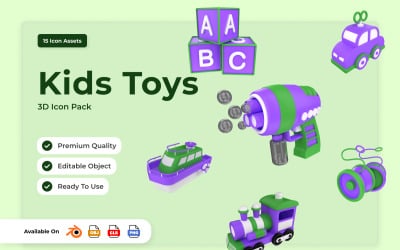 Kids Learning Toys 3D Icon Set