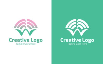 Modern abstrakt W-logotypmall