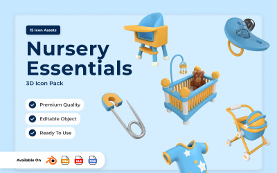 Modern Nursery 3D Icon Set