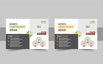 Modello di volantino aziendale con design orizzontale per conferenze e webinar in diretta.