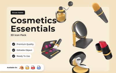 Icone 3D di cosmetici e prodotti di bellezza
