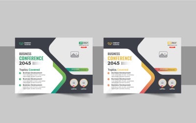Modello di volantino orizzontale per conferenza aziendale e banner di invito a webinar in diretta