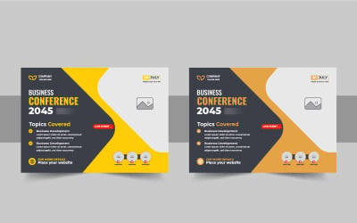 Layout di banner social per webinar online e conferenze tecnologiche, ideale per promuovere corsi di formazione e meeting.