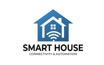 Mall för smart hem-logotyp — WiFi-husikon för IoT- och automationsföretag
