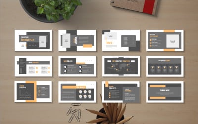 Modello di layout per la presentazione del piano aziendale e per il pitch deck del report aziendale per il marchio digitale.
