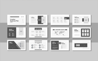 Шаблон Clean Pitch Deck для цифрових рекомендацій щодо бренду та макета дизайну презентації бізнес-плану
