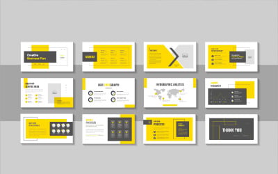 Modern pitch deck-mall för affärsplanpresentation, layout och företagsportfölj