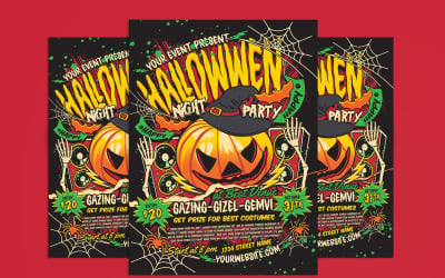 Halloween nattfest retro vektor flygblad mall