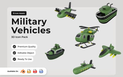 Military Vehicles 3D Icon Pack