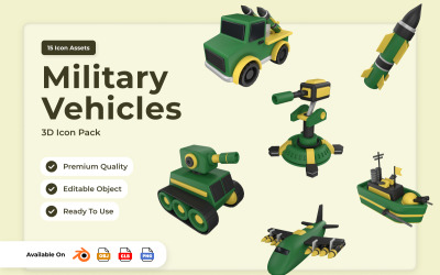 Moderna militära fordon 3D-ikoner
