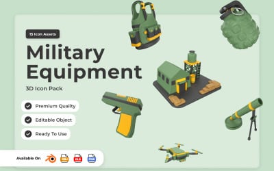 Taktisk militär utrustning 3D-ikoner