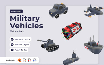 Taktiska militära fordon 3D-ikoner