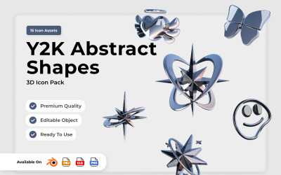 Y2K abstrakta former 3D-ikoner