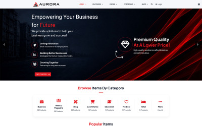 Aurora Kurumsal İşletme Çok Amaçlı Joomla Şablonu