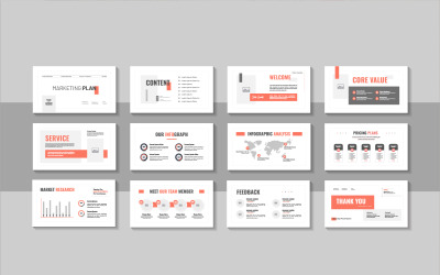 Clean pitch deck template for business marketing plan presentation and company portfolio deck