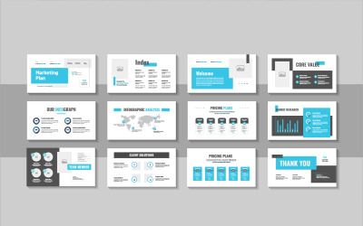Corporate business marketing plan pitch deck template layout for agency report and presentation