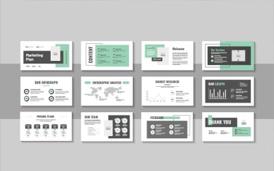 Digital marketing strategy and business marketing plan presentation template for pitch dec