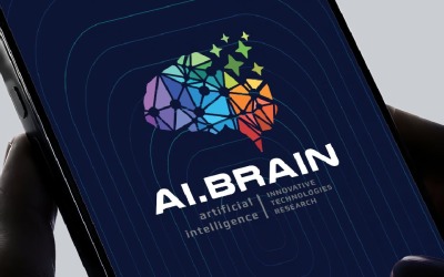 Geometric Brain Network Ai Logo