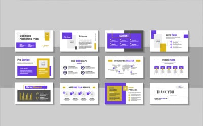 Modern business marketing plan pitch deck template for digital marketing strategy and proposal