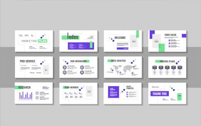 Modern corporate business marketing plan presentation template layout for digital strategy