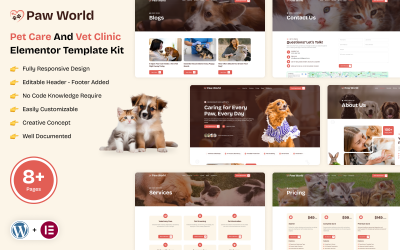 Paw World – Pet Care And Vet Clinic Elementor Kit