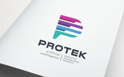 Protek Ai Tech bokstaven P-logotyp