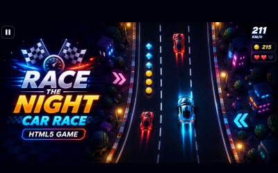 Turbo Rush – HTML5 Neon Бесконечная гоночная игра