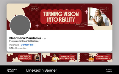 Bannière LinkedIn rouge rétro