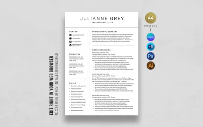 Minimalistisk CV-mall för Canva och MS Word