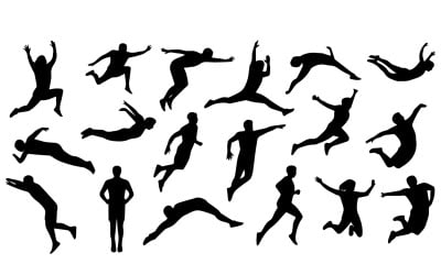 Dynamic Athletic People Silhouette Set