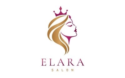 Elegant Luxury Beauty Salon Logo with Feminine Profile and Crown